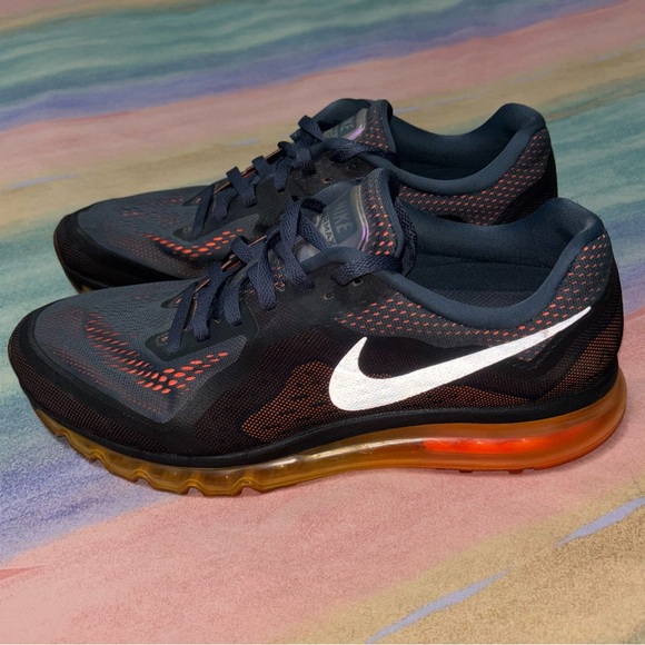 Nike Air Max 2014 Black Violet Atomic Orange Volt Running men’s 13 Training Shoe - Picture 1 of 9